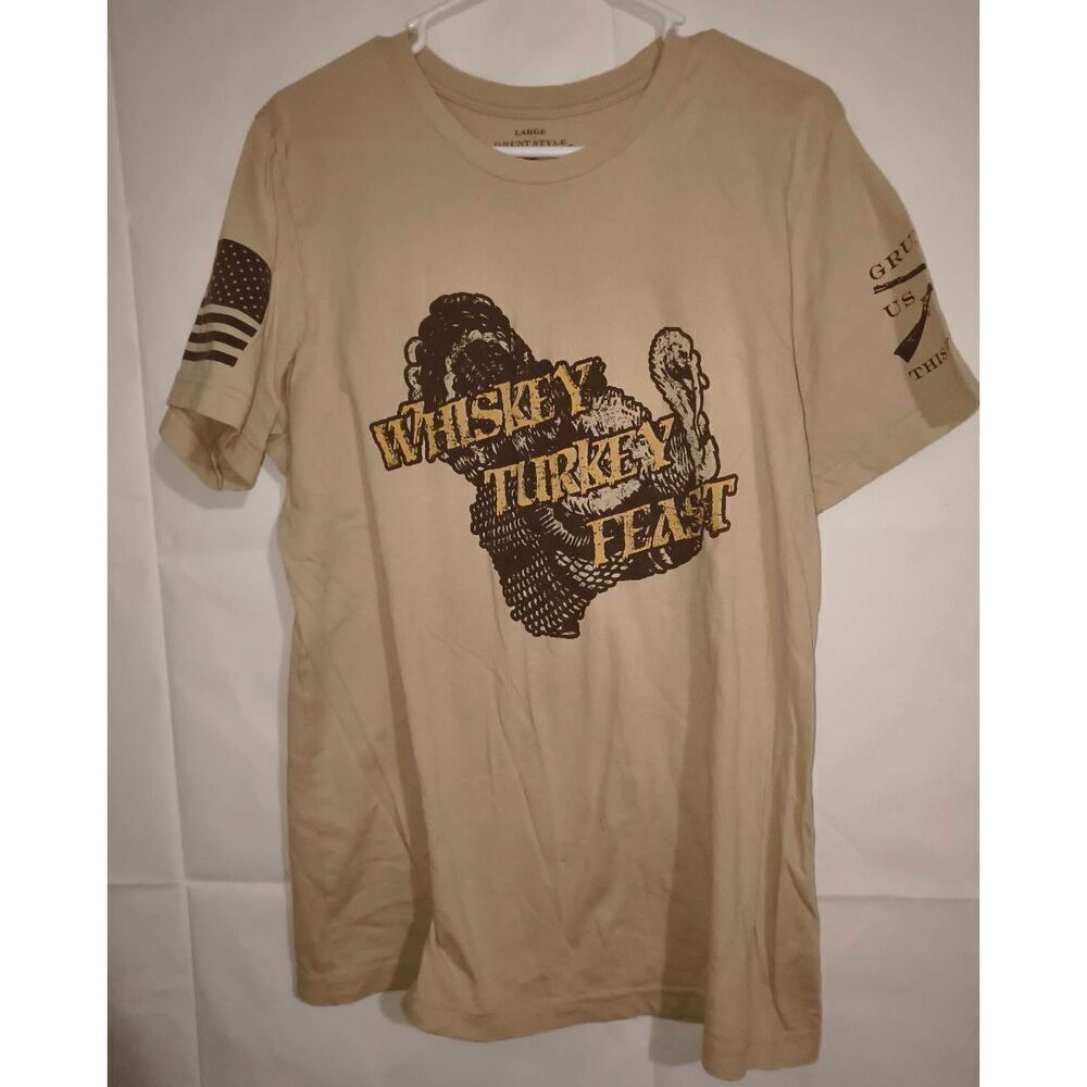 Grunt Style "Whiskey Turkey Feast" T-shirt. It is a beige or tan graphic tee mad